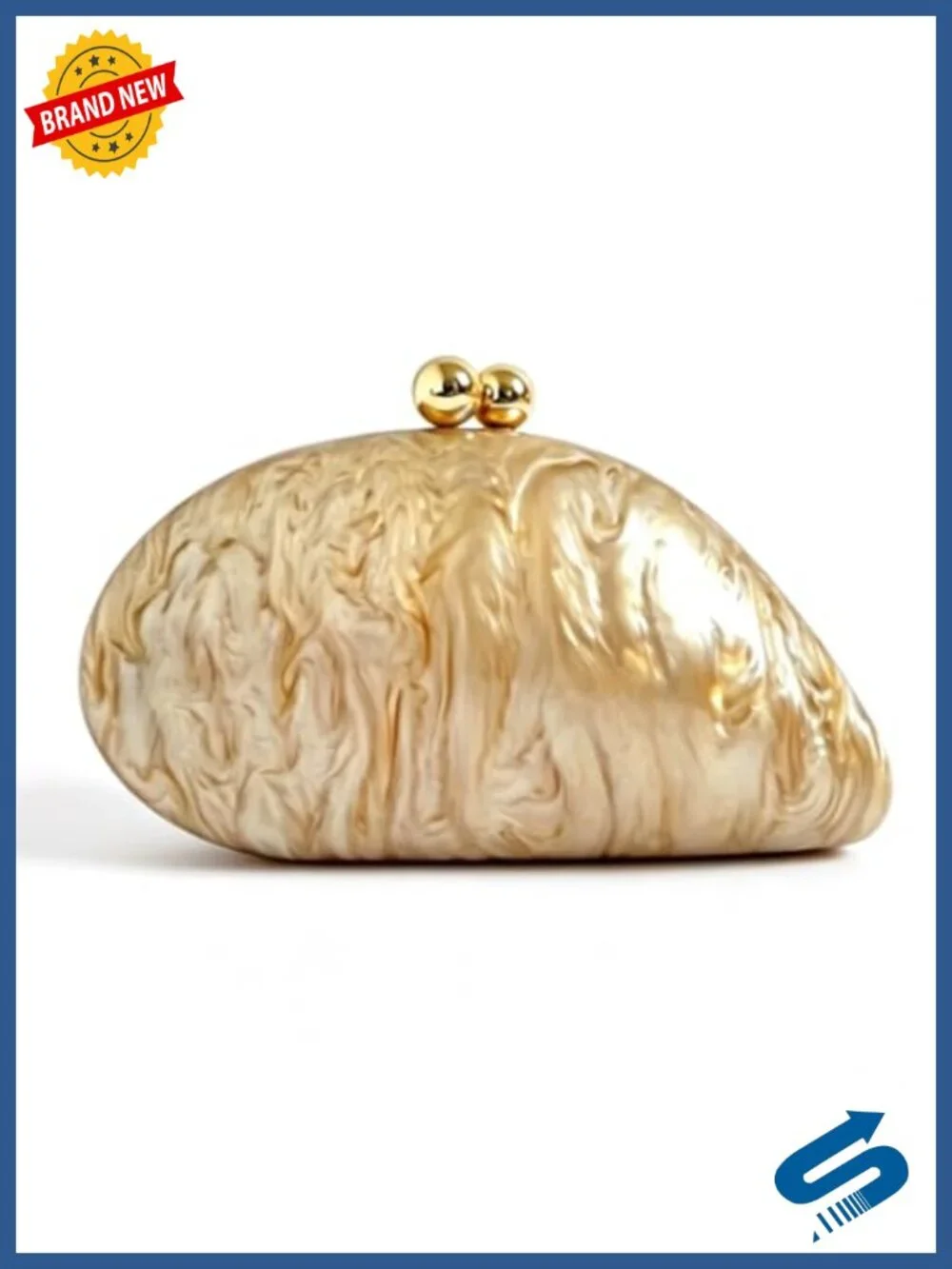 Acrylic Shell Shaped Clutch Evening Bag with Top Handle Crossbody Strap Wedding